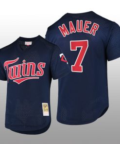 Cooperstown Collection Minnesota Twins Joe Mauer Batting Practice Navy Mesh Jersey