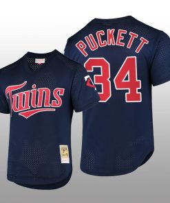 Cooperstown Collection Minnesota Twins Kirby Puckett Batting Practice Navy Mesh Jersey
