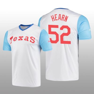 Cooperstown Collection Taylor Hearn Rangers Jersey White Wordmark Stitches Men's