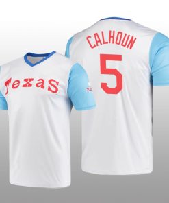 Cooperstown Collection Willie Calhoun Rangers Jersey White Wordmark Stitches Men's