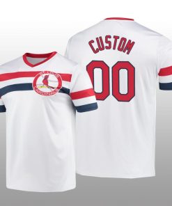 Custom Cooperstown Collection Cardinals Jersey White V-Neck Men's