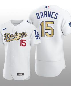 Dodgers 2021 Gold Program Austin Barnes White Patch Authentic Jersey