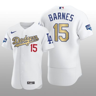 Dodgers Gold Program Austin Barnes White Patch Authentic Jersey