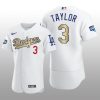 Dodgers 2021 Gold Program Chris Taylor White Patch Authentic Jersey