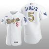 Dodgers 2021 Gold Program Corey Seager White Patch Authentic Jersey