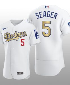 Dodgers 2021 Gold Program Corey Seager White Patch Authentic Jersey