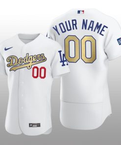 Dodgers 2021 Gold Program Custom White Patch Authentic Jersey