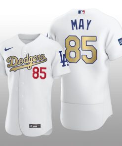 Dodgers 2021 Gold Program Dustin May White Patch Authentic Jersey