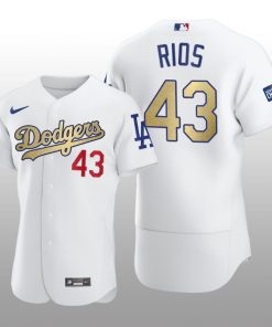 Dodgers 2021 Gold Program Edwin Rios White Patch Authentic Jersey
