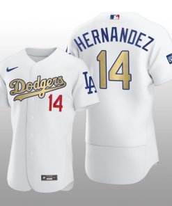 Dodgers 2021 Gold Program Enrique Hernandez White Patch Authentic Jersey