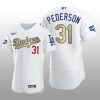 Dodgers 2021 Gold Program Joc Pederson White Patch Authentic Jersey
