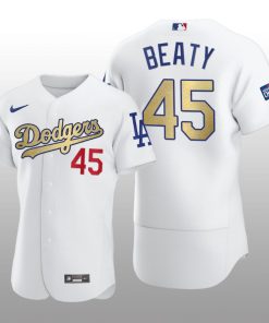 Dodgers 2021 Gold Program Matt Beaty White Patch Authentic Jersey