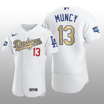 Dodgers Gold Program Max Muncy White Patch Authentic Jersey