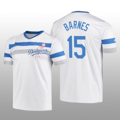 Dodgers Cooperstown Collection Austin Barnes V-Neck Jersey White