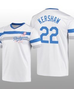 Dodgers Cooperstown Collection Clayton Kershaw V-Neck Jersey White