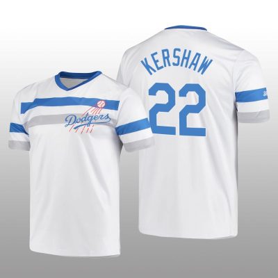 Dodgers Cooperstown Collection Clayton Kershaw V-Neck Jersey White