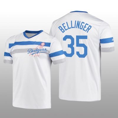 Dodgers Cooperstown Collection Cody Bellinger V-Neck Jersey White