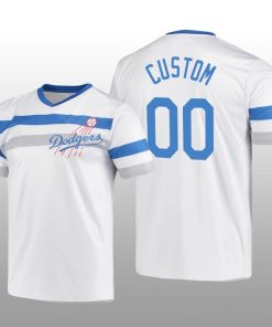 Dodgers Cooperstown Collection Custom V-Neck Jersey White