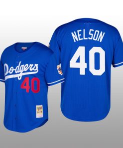 Dodgers Cooperstown Collection Jimmy Nelson Royal Mesh Batting Practice Jersey