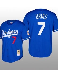 Dodgers Cooperstown Collection Julio Urias Royal Mesh Batting Practice Jersey