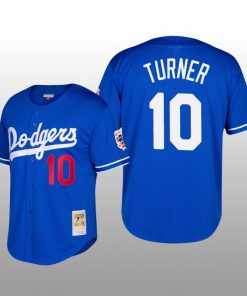Dodgers Cooperstown Collection Justin Turner Royal Mesh Batting Practice Jersey