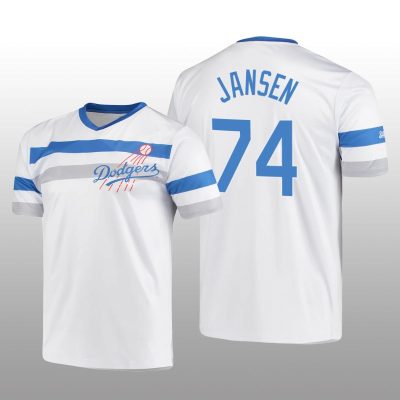 Dodgers Cooperstown Collection Kenley Jansen V-Neck Jersey White