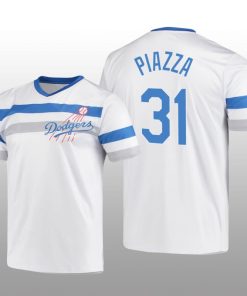 Dodgers Cooperstown Collection Mike Piazza V-Neck Jersey White