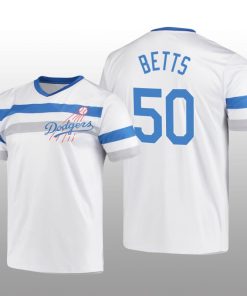 Dodgers Cooperstown Collection Mookie Betts V-Neck Jersey White