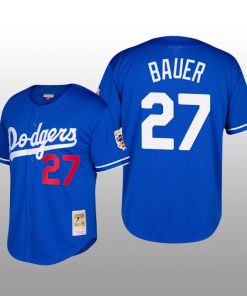 Dodgers Cooperstown Collection Trevor Bauer Royal Mesh Batting Practice Jersey
