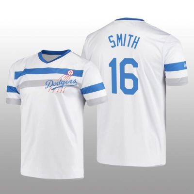 Dodgers Cooperstown Collection Will Smith V-Neck Jersey White