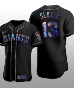 Giants Austin Slater Iridescent Logo Holographic Limited Authentic Black Jersey