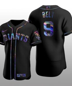 Giants Brandon Belt Iridescent Logo Holographic Limited Authentic Black Jersey