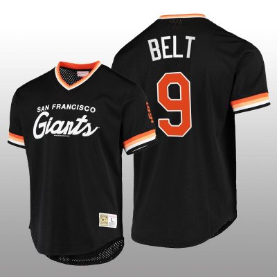 Giants Brandon Belt Script Fashion Black Cooperstown Collection Jersey