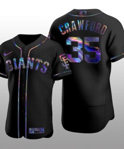 Giants Brandon Crawford Iridescent Logo Holographic Limited Authentic Black Jersey