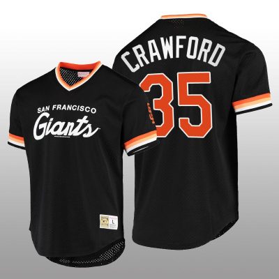 Giants Brandon Crawford Script Fashion Black Cooperstown Collection Jersey