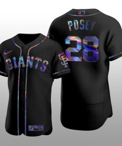 Giants Buster Posey Iridescent Logo Holographic Limited Authentic Black Jersey