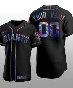 Giants Custom Iridescent Logo Holographic Limited Authentic Black Jersey