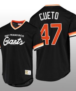 Giants Johnny Cueto Script Fashion Black Cooperstown Collection Jersey