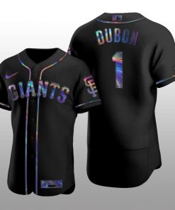 Giants Mauricio Dubon Iridescent Logo Holographic Limited Authentic Black Jersey