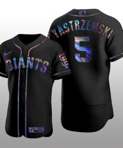Giants Mike Yastrzemski Iridescent Logo Holographic Limited Authentic Black Jersey