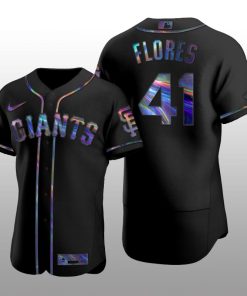 Giants Wilmer Flores Iridescent Logo Holographic Limited Authentic Black Jersey
