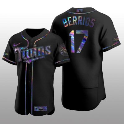 Holographic Limited Jersey Minnesota Twins Jose Berrios Iridescent Logo Black Men's Authentic