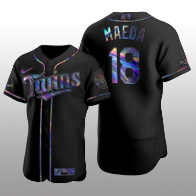 Holographic Limited Jersey Minnesota Twins Kenta Maeda Iridescent Logo Black Men's Authentic