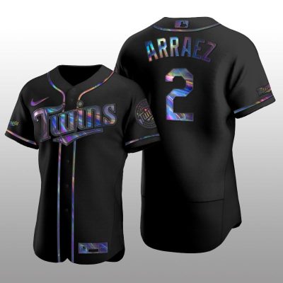 Holographic Limited Jersey Minnesota Twins Luis Arraez Iridescent Logo Black Men's Authentic