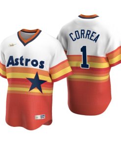 Houston Astros Carlos Correa White Orange Cooperstown Collection Home Jersey