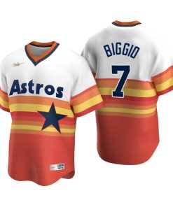 Houston Astros Craig Biggio White Orange Cooperstown Collection Home Jersey