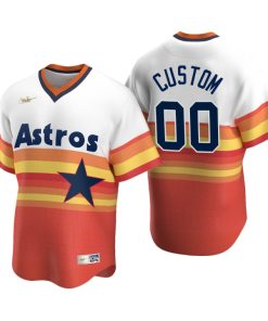 Houston Astros Custom White Orange Cooperstown Collection Home Jersey