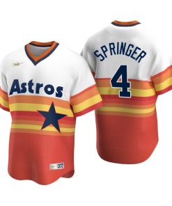 Houston Astros George Springer White Orange Cooperstown Collection Home Jersey