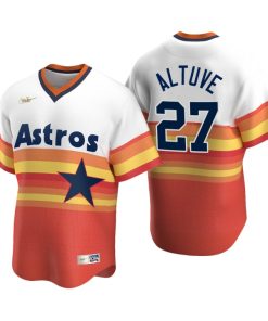 Houston Astros Jose Altuve White Orange Cooperstown Collection Home Jersey