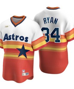 Houston Astros Nolan Ryan White Orange Cooperstown Collection Home Jersey